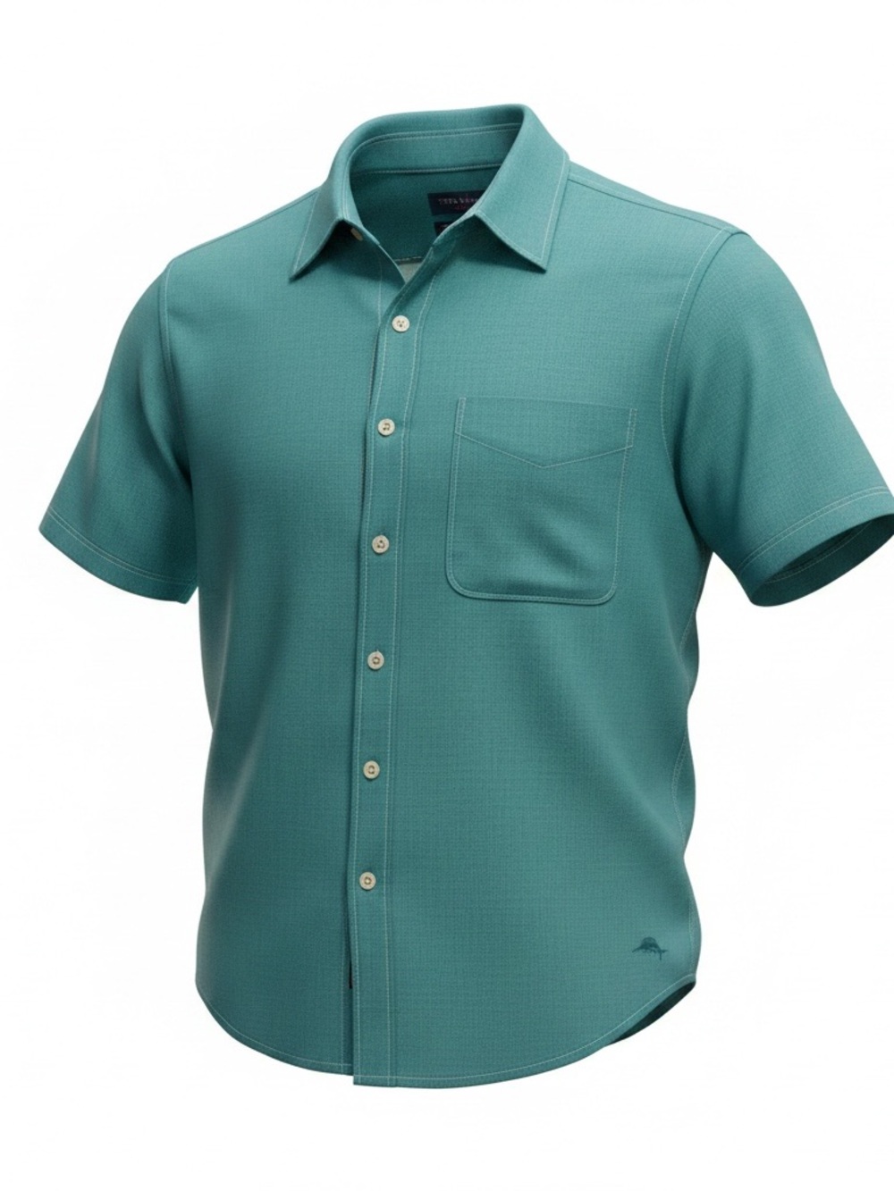 Tommy Bahama Short-Sleeve Button-Front Shirt in Teal Green